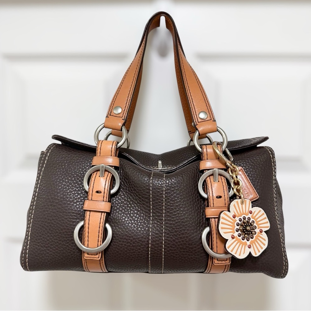 SOLD Coach Chelsea Leather Satchel Chocolate Brown Camel Pebbled Leather Y2K